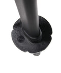 Close-up of black tsuba on Polypropylene Practice Black Sword With Mokume Look, featuring floral details, 33 Inch Overall Length.