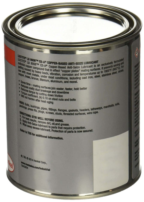 Side view of a 2.5 lb can of Copper Based Anti Seize Lubricant For Heavy Duty Machinery With Graphite And Copper To Fight Rust Galling And Seizing.