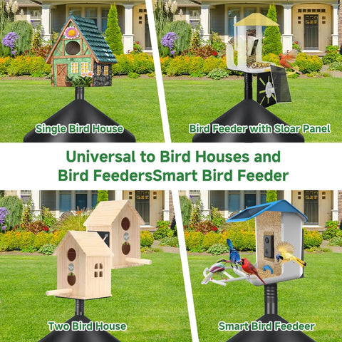 Beefy Heavy Duty Adjustable Bird Feeder Pole With Squirrel Baffle And Universal Stand Mount For Backyard bird houses and feeders