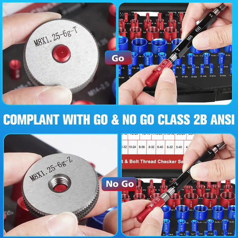 Detachable 76Pcs Thread Checker Set With 38 Standard And 38 Metric Sizes Nut And Bolt Thread Gauge For Quick Size Finder In Tight Spots And Narrow Areas Flexible Handy DIY Tool Kit For Pros And Home Mechanics, aluminum go/no-go checker