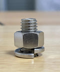 Sturdy M6 Stainless Steel Hex Nuts Set 304 18-8 Thread 1.0, 70pcs for Indoor Outdoor Use, shown with bolt and washer