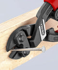 Comfort Grip Angled High-Leverage Cobalt Cut Diagonal Cut Pliers cutting nail with 20-degree head and flush-cut capability, spring-loaded handles.