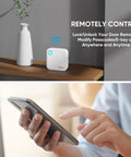 Smooth Sailing Dual Band WiFi Gateway For Smart Door Locks Featuring Instant App Sync And Alexa Hook Up Effortlessly Control Multiple Locks From Anywhere Reliable Smart Home Essential Gear with a remote control phone and WiFi hub on a shelf.