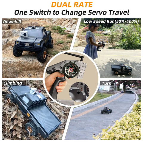 7 Channel RC Transmitter With Gyro Receiver R7FG 2.4GHz Surface Radio controlling RC crawler in different terrains