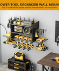 Power Tool Organizer Wall Mount With 3 Layer Design And Eight Drill Slots, Heavy Duty Tool Shelf Rack for garage storage