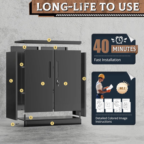 Metal Storage Cabinets 36 Inch Locking Cabinet With Doors And Adjustable Shelves For Home Office Kitchen And Garage Black Steel Utility Tool Cabinet Durable Tough As Nails Scratch Resistant And Easy To Clean For Heavy Duty Use