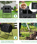 43 Gallon Composting Tumbler With Dual Chamber Design And Two Sliding Doors shown in backyard setup process