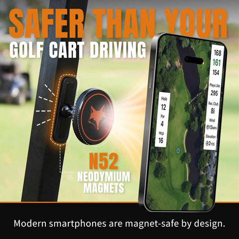 Holds Tight Magnetic Golf Cart Phone Mount With 360 Degree Rotation For GPS Music And Scoring Apps No Slip Grip Locks