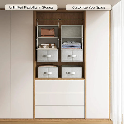 6 Shelf Hanging Closet Organizer With 3 Removable Fabric Drawers Space Saving Wardrobe Shelves For Clothes Toys And Accessories Must Have For Nursery And Dorm Storage Easy Access Clear View Silver Gray in wardrobe.