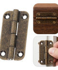 Antique Bronze Cabinet Hinges Set 12 Pcs With Rounded Corners Iron Build Small 3.5 By 1.8 By 0.4 Cm Smooth Operation And Enhanced Load Support