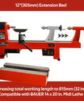12 Inch Heavy Duty Extension Bed For Woodturning Lathe Extends Reach To 32 Inches, Ideal For Turning Table Legs And Lamps