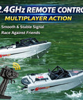 Two grey Jet Propulsion RC Boats With Brushless Motor For Beginners racing on water with 2.4GHz remote control