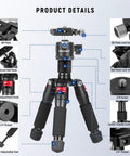 Compact Portable Travel Mini Tabletop Tripod With 360 Degree Ball Head Aluminum Desk Tripod For DSLR Cameras product details