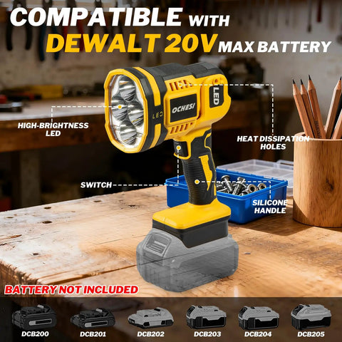 Beast Bright Cordless LED Work Light 1500 Lumens 550 Yard Reach Pivoting Head on a workbench with battery not included