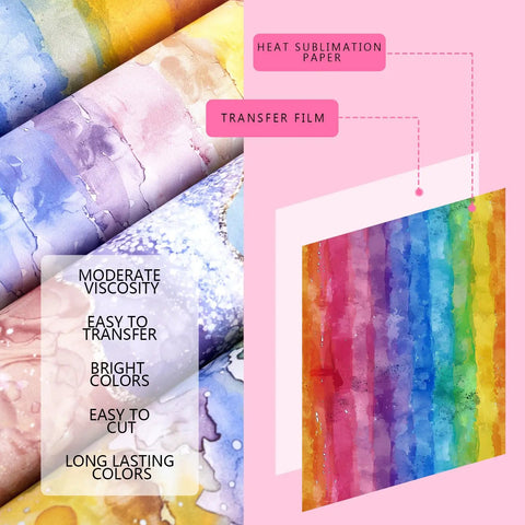 Rainbow Watercolor Sublimation Transfer Paper Kit With 12 Sheets 12x10 Inches Gradient Color Transfer Sheets For DIY Crafts