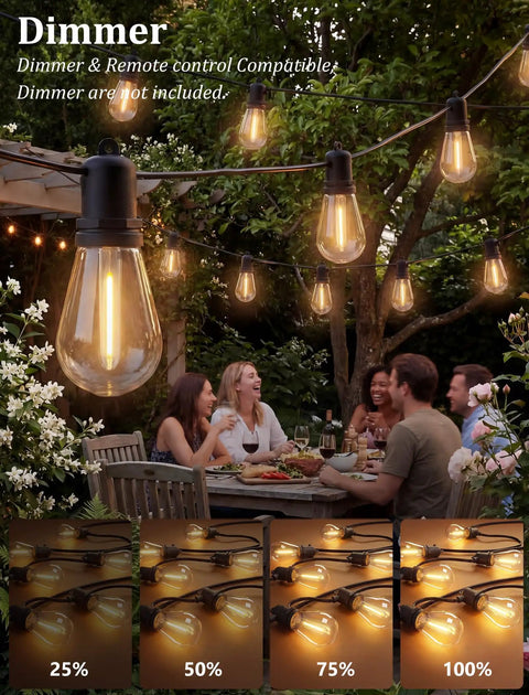 S14 Outdoor String Lights 100Ft Waterproof Patio Lights With 35 Shatterproof LEDs 2 Spares UL Certified in a backyard setting
