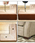 Solid Wood Furniture Legs Set With L Shaped Bed Risers, 4 Pack, installation and use on a sofa, easy on the knees boosts clearance.