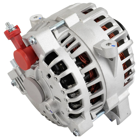 Front view of Replacement Alternator For Crown Victoria Lincoln Town Car Grand Marquis Four Point Six Liter V8 2003 To 2011