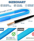 Size chart for All In One Dryer Vent Cleaner Kit With Vacuum Hose, Brush And Gloves Universal Fit For Any Vacuum Cleans Dryer Vents