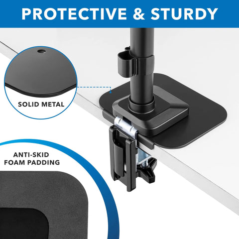 Built Tough Steel Monitor Mount Reinforcement Plate with anti-skid foam padding for secure desk support.