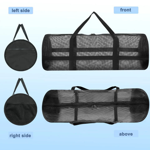 Front and side views of Diving Mesh Duffel Bag Large Capacity With Quick Dry Ventilation For Scuba Snorkeling And Spearfishing Gear