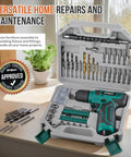 Open view of Do-It-All 110-Piece Cordless Drill And Driver Kit With Portable Case, 8V USB Power, Includes Drill Bits, Sockets, And Screwdriver Bits