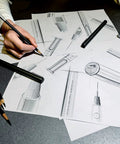 Hand sketching Mini Cordless USB Rechargeable Drill With Eight Attachments Pen Style Portable Power Tool for DIY projects.