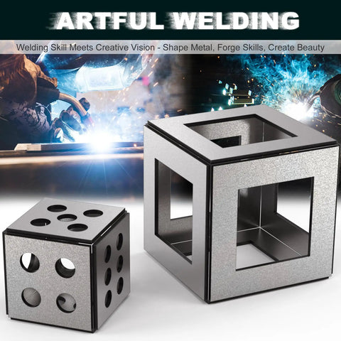 Welding Practice Kit With 14 Gauge Mild Steel Plates And 12 Laser Cut Coupons For Clean Edges And Flat Surfaces, metal cubes display