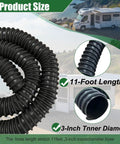 3-Inch Inner Diameter 11-Foot Heavy Duty Car Exhaust Hose With Two Clamps For Garage Or Auto Shop EPDM Rubber Hose