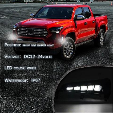 Toyota Tacoma 2024 2025 2026 Front Wheel Arches Side Marker Light With Sequential Turn Signals Replacement Front Fender Flares