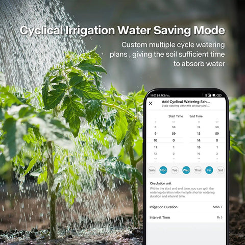 Smart Hose Timer With WiFi Hub For Automatic Lawn And Garden Irrigation, plant with watering schedule on phone app