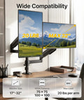 Vertical Dual Monitor Stand For 17 To 32 Inch Screens, Stacked Mount With Full Motion Tilt Swivel And Rotation on desk
