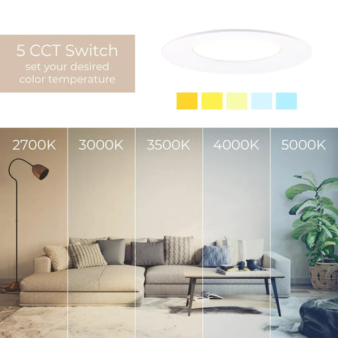 Slick LED Recessed Retrofit Light delivers adjustable CCT levels for modern lighting in a cozy living room setting.