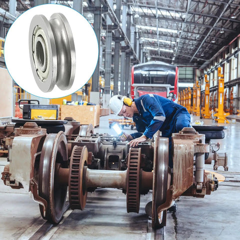 Worker inspecting machinery using U Groove Bearing Set Twelve Pack 4x13x4mm Carbon Steel Sealed Ball Bearings