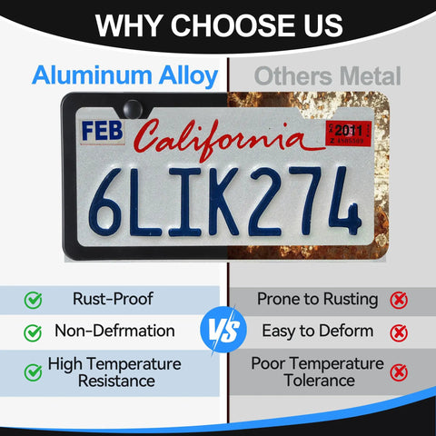 Matte Black License Plate Frame No Cover State Name Universal Car Plate Frame With Two Holes Premium Rust Proof Aluminum Easy