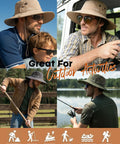 Men's UPF Sun Hat With Wide Brim Bucket Style For Fishing And Outdoors, Breathable Ventilated Design With UV Protection