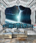 3D Spaceship Peel and Stick Wall Murals for Kids Room Large 141.7 by 98.4 Inches Self Adhesive Vinyl Space Poster Universe Galaxy Theme