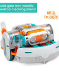 Dusty Robot Vacuum Cleaner STEM Kit Build Your Own Desktop Robotic Vacuum With Sensors Smart Navigation Edge Tracking And Movable Probe Arm Kid Friendly Educational Toy For Ages Eight Plus Or Adults, plastic desktop robot