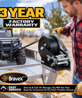 Beefy Heavy Duty Boat Trailer Hand Winch 3500 Lbs With 33 Ft Strap For Lifting And Towing Boats Carbon Steel Build Easy Crank Action Marine Grade Toughness For Dock And Trailer mounted on trailer