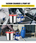 3CFM 1/4HP Vacuum Pump With Chamber For Household And Auto Air Conditioning Servicing, A Handy Refrigeration Vacuum Tool With 6L Chamber, Pro Grade, Durable, Easy To Use, Great For Maintenance And Repairs. Vacuum chamber and pump kit for A/C servicing