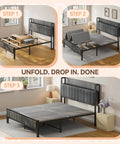 Full Size Bunkie Board 54X75 Delivers Flat Out Sturdy Support Hollow Core Base setup in three steps showing bed assembly.
