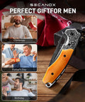 Damascus Pocket Knife 76-Layer Blade VG-10 Core Folding Knife For Camping And Outdoor Adventures, gift for men occasions.