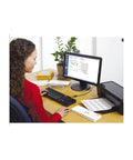 Woman printing Dead On Half Sheet Printable Shipping Labels With True Block Coverage To Hide Old Ink Smoothly Laser Ready.