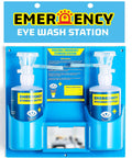 Portable Eye Wash Station Kit with Eyewash Bottles and Wall Mount Bracket Self Contained Emergency Unit with Mirror and 16 Ounce Bottles