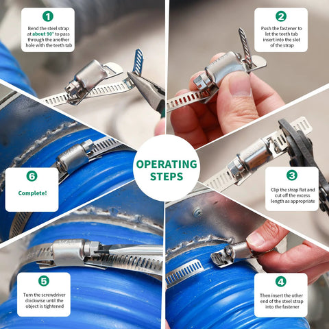 Amazon OURU 30ft 304 stainless hose clamp kit with worm-gear bands and fasteners for pipes and ducts