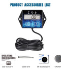 Keepin Tabs Digital Hour Meter With Tachometer And Maintenance Reminders for lawn mowers with accessories including cable tie and tape