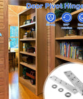 Heavy Duty Door Pivot Hinges 2 Pack For Wood Doors Up To 300 Lb With 360 Degree Hidden Rotation Ideal For Secret Compartments In Bookcases Cabinets Drawers And Furniture