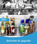 Fridge Spice Lazy Susan Organizer With 360 Degree Rotation in use in refrigerator before and after declutter comparison