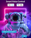 Astronaut with smart voice control headset for Dope RGB LED Neon Rope Lights 6Ft With App Control And IR Remote, Music Sync.