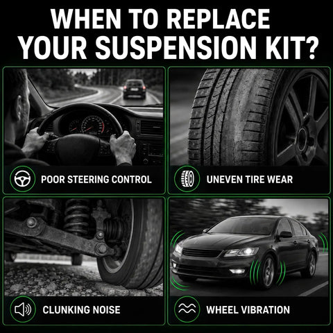 Front Steering Linkage Kit For Jeep Wrangler 2007 To 2016 3.6L 3.8L Includes Drag Link Pitman ES3624 And Right Upper Outer Tie Rod DS300 For Easy Steering Alignment And Front Suspension Upgrade showing steering control, tire wear, and wheel vibration